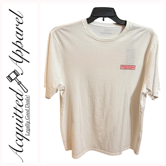 Vineyard Vines Other - Vineyard Vines Cream Men’s Short Sleeve Tee with Pink Logo NWT to